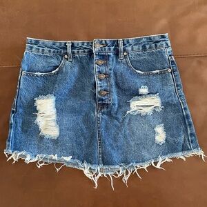 Distressed Denim Skirt
